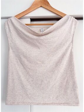 Cotton On Cowl Neck Draped Sleeveless Cotton Top S Oatmeal Elevated Basic